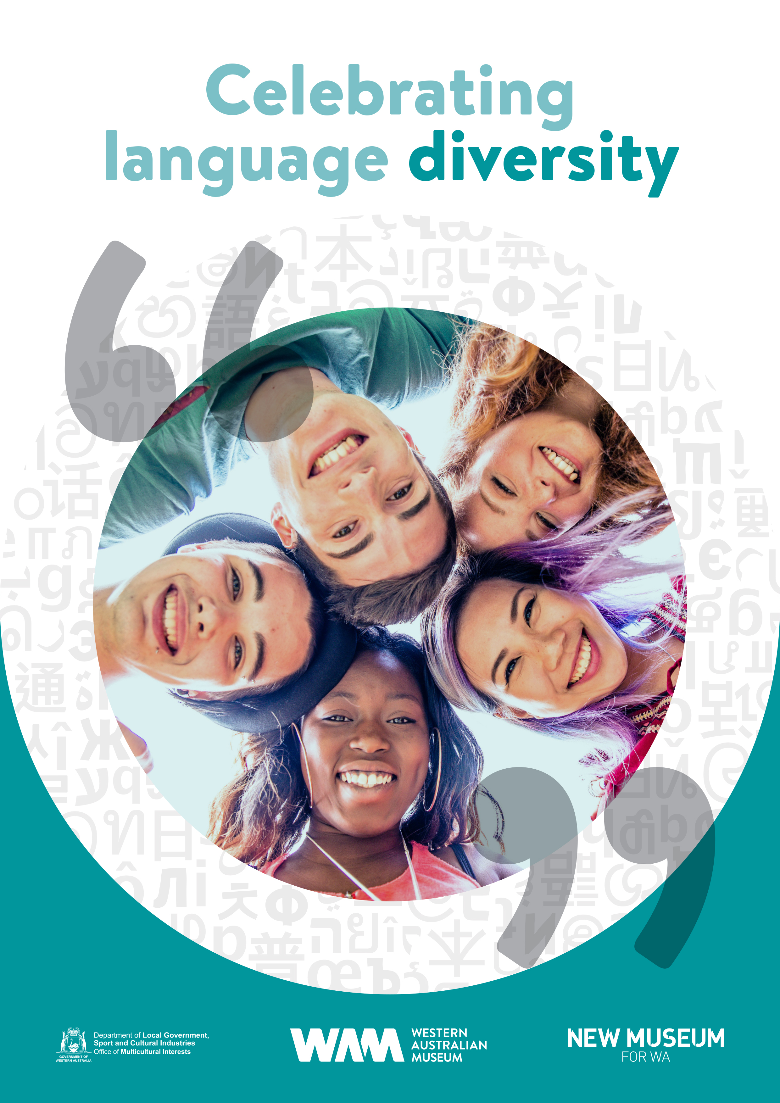 Cover page with blue circle and people's faces.