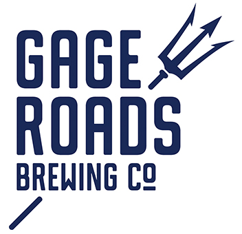 Gage Roads Brewing Co written in navy on a navy trident.