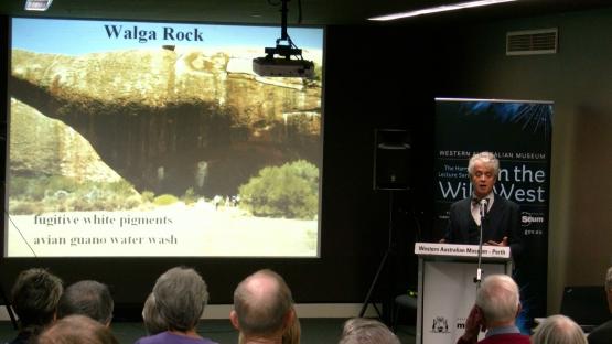 Conservation of rock art in Western Australia - Ian MacLeod delivers his lecture to an audience