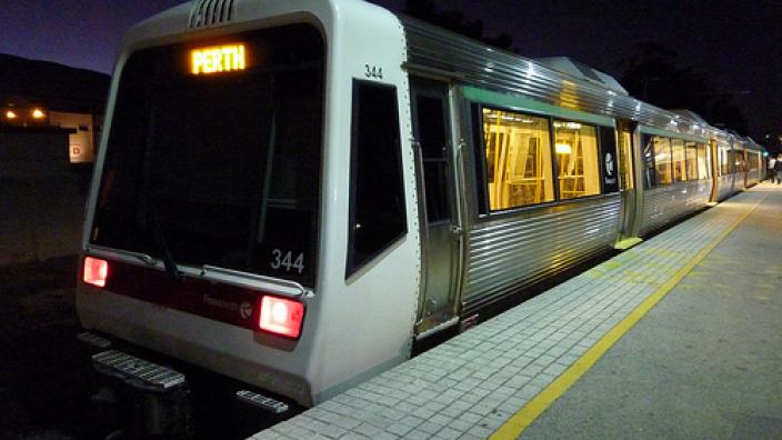 Perth Translink Trains - 44-20100613 - Photographed by UQB003 - Creative Commons – Attribution-Non-Commercial 2.0 Generic A Transperth train at central station in Perth