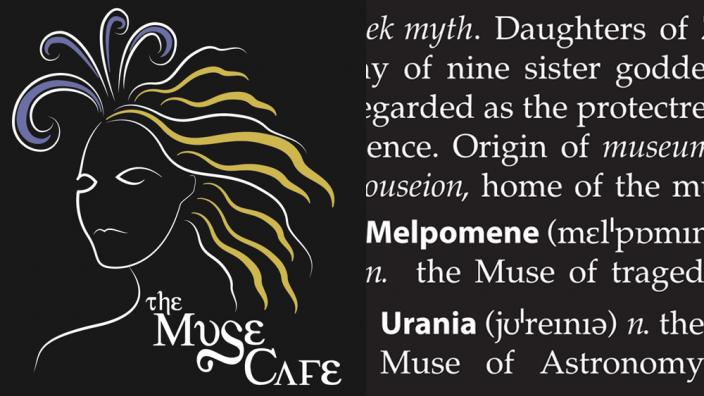 The Muse Cafe logo The Muse Cafe logo with decorative background graphic