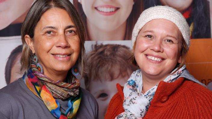 Image of two people WA Museum curator Michelle Broun and Cara Haymes