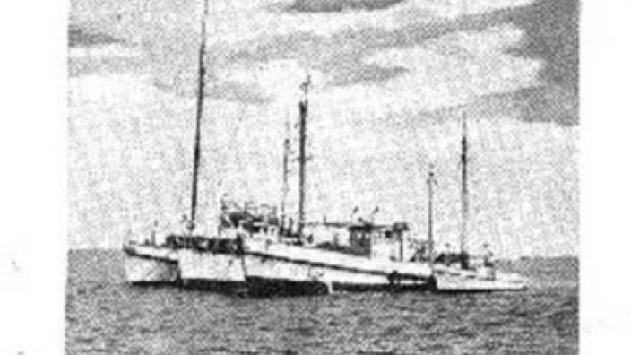 Fisheries patrol vessel, Kooruldhoo, circa 1950 - Image copyright of WA Museum A sail boat heading towards harbour