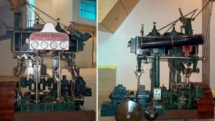 Two views of an old steam engine
