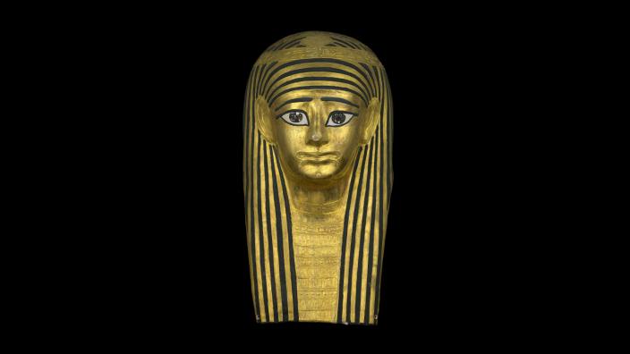 An ancient Egyptian gilded gold mask