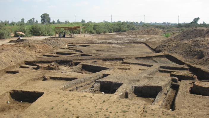 Excavated foundations of an ancient mud brick village