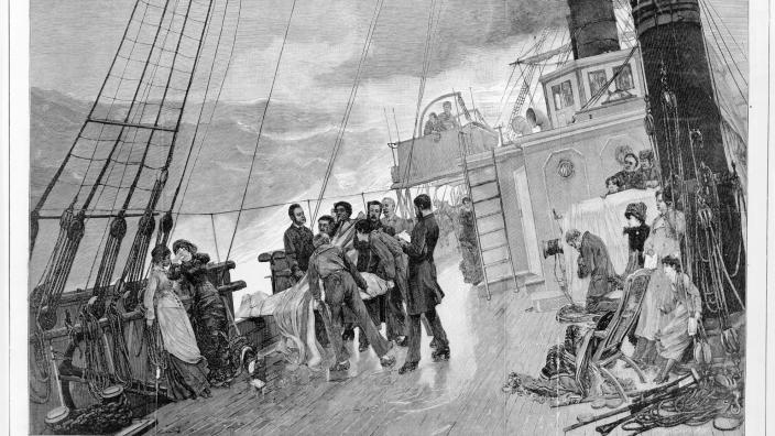 A burial at sea. The Illustrated London News, November 1880 - Courtesy State Library of Victoria A burial at sea. The Illustrated London News, November 1880. Courtesy State Library of Victoria