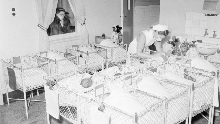 A crèche in a large metropolitan hospital, 1953. A1200, L15676, National Archives Collection. - National Archives Collection A crèche in a large metropolitan hospital, 1953.