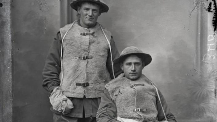 Two soldiers of the 1st Australian Division, 1916 - AWM P10550.041 Courtesy Kerry Stokes Collection, The Louis and Antoinette Thuillier Collection Two World War I soldiers posing for a photograph