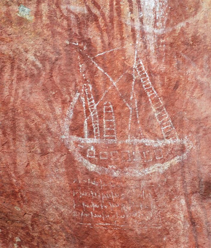 Aboriginal rock art of the Xantho. Rock art image of a ship