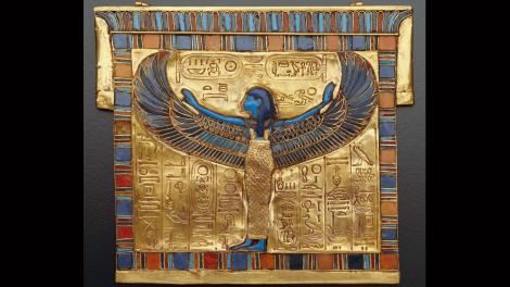 Egyptian gilded gold ornament depicting a bird-like figure