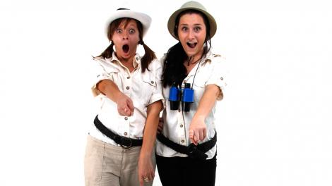 Dinosaur party! - Image courtesy of Parties Kids Remember Two ladies in fancy dress, surprised at an event