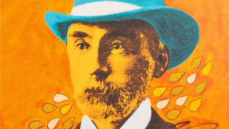 C.Y. O’Connor, silk screen print, acrylic on canvas - Artwork by Miles Noel A stylised portrait of C.Y. O’Connor