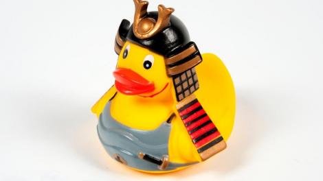 Caption: Samurai Rubber Duck. "A rubber duck styled as a samurai."
