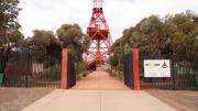 Entrance to the WA Museum Kalgoorlie-Boulder with oil rig towering into the sky