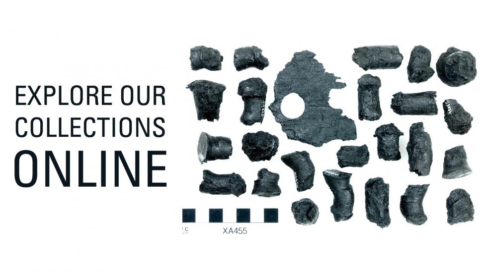 Multiple small museum artefacts in a grid formation
