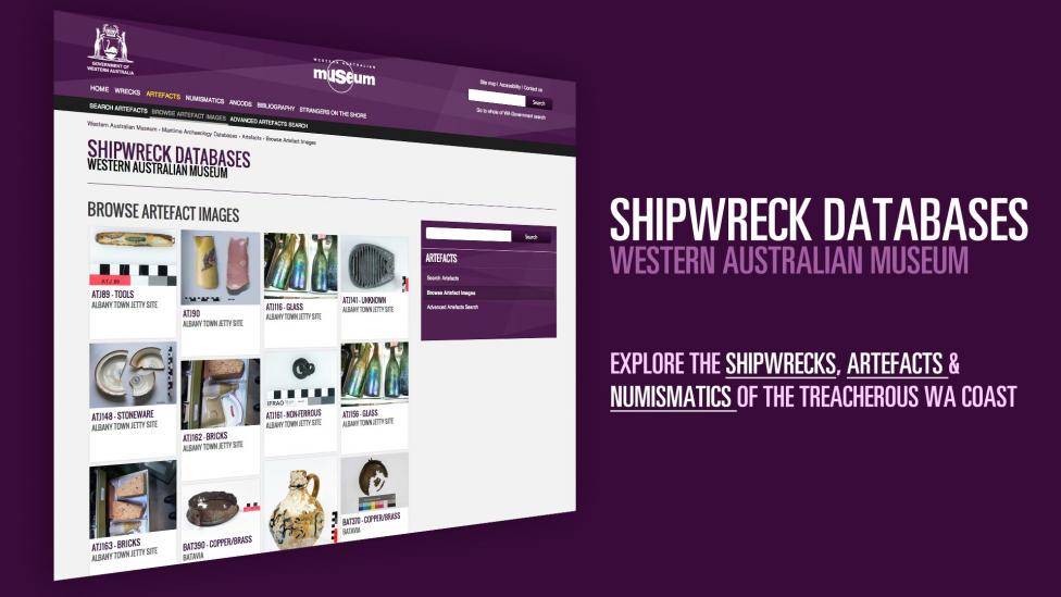Shipwrecks databases website screenshot