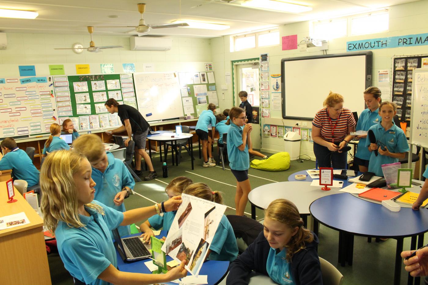 Classroom full of busy school students