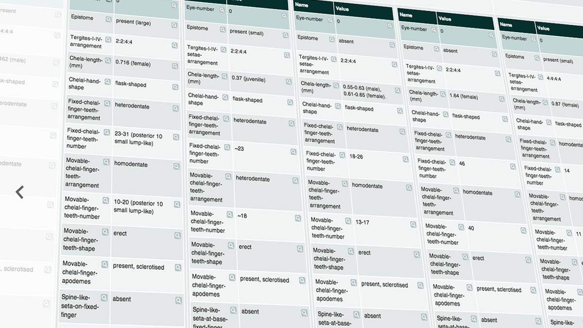 WAMinals species comparison view