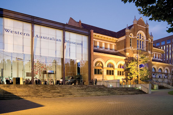 Exterior angle of Western Australian Museum - Perth during dusk