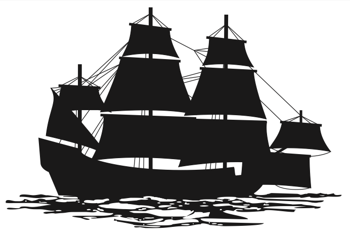 Silhouette of a retoutschip and jacht