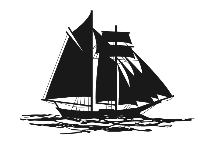 Silhouette of a schooner topsail