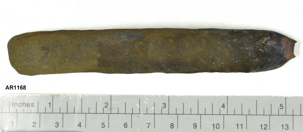 Copper/brass artefact recovered from Arpenteur