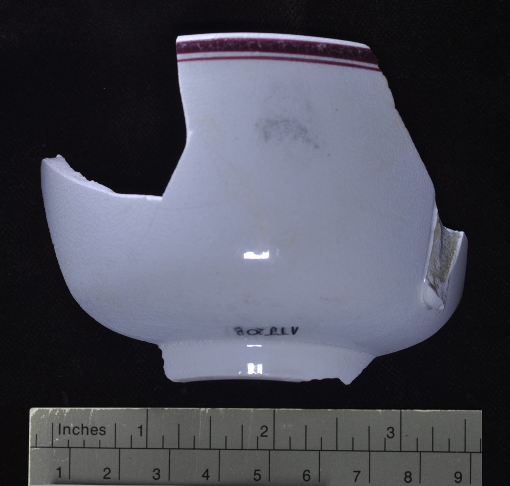 ATJ20B Patterned Earthenware artefact recovered from Albany Town Jetty site