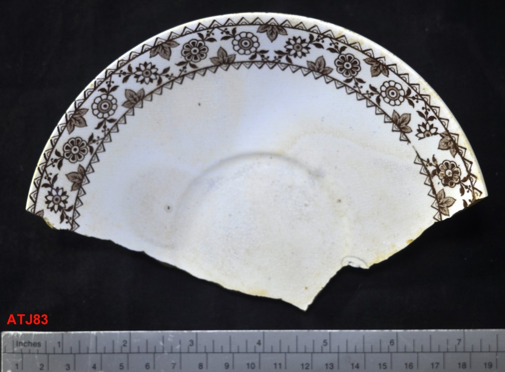 ATJ83 Patterned Earthenware artefact recovered from Albany Town Jetty site