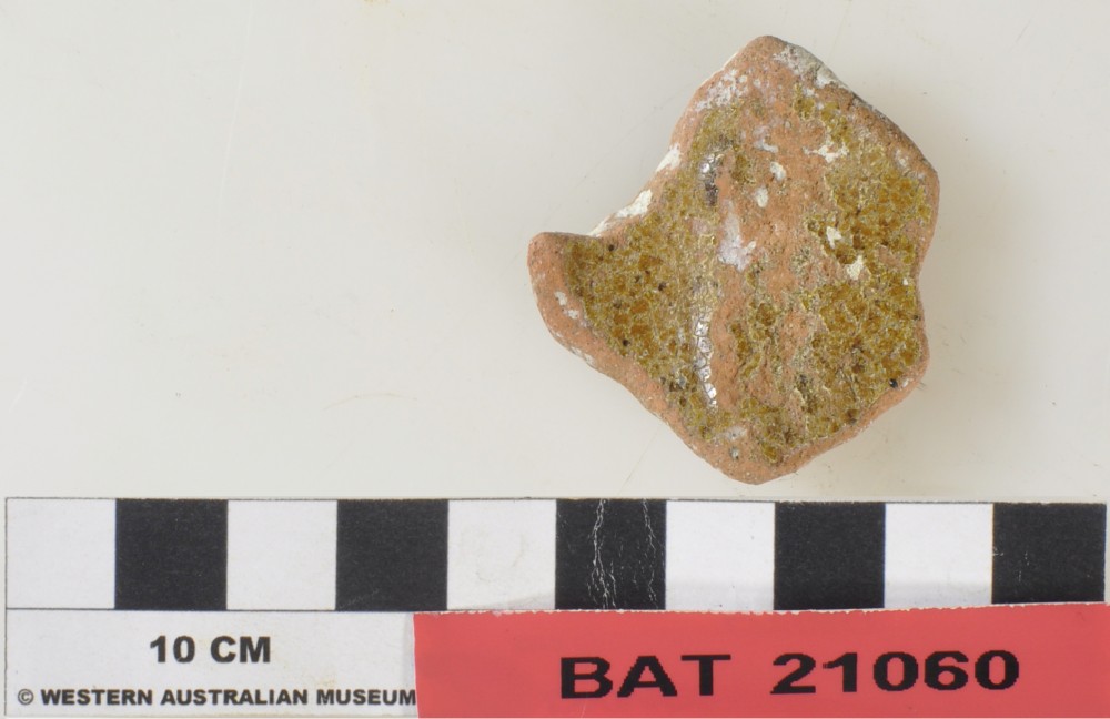 BAT21060 Earthenware artefact recovered from Batavia