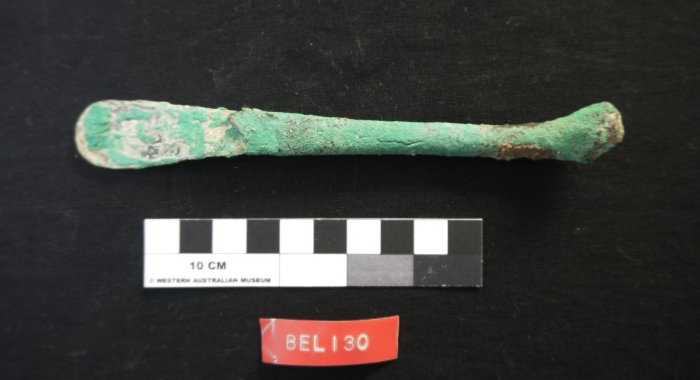 BEL130 Copper/brass artefact recovered from Belinda