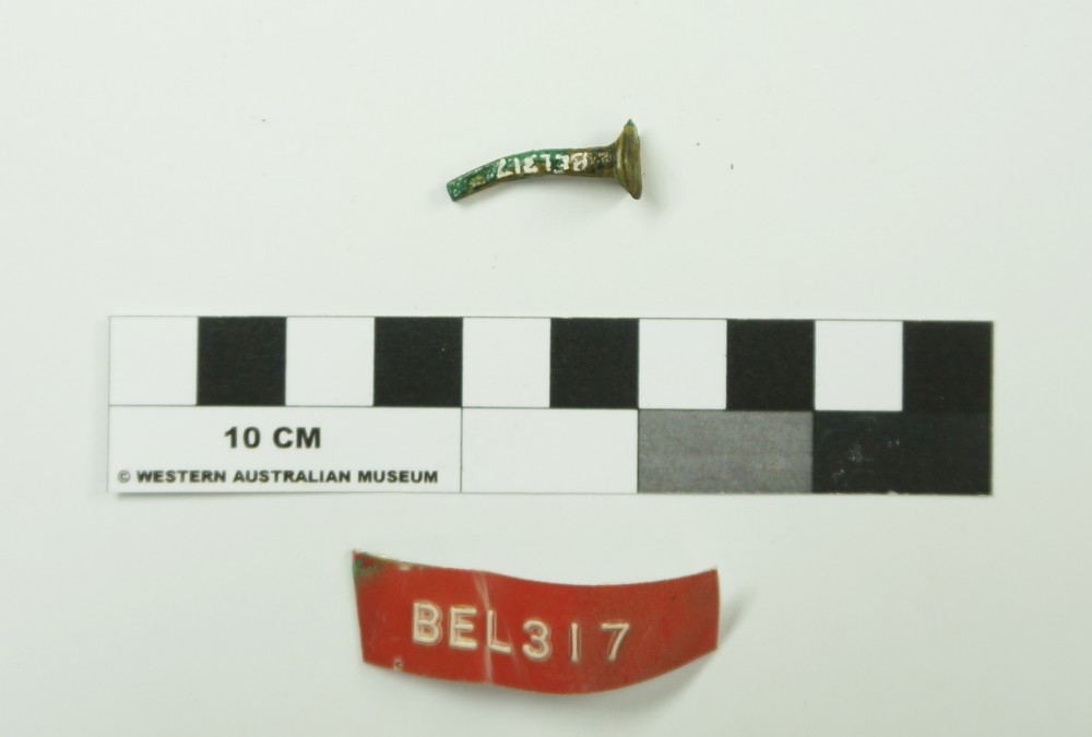 Copper/brass artefact recovered from Belinda