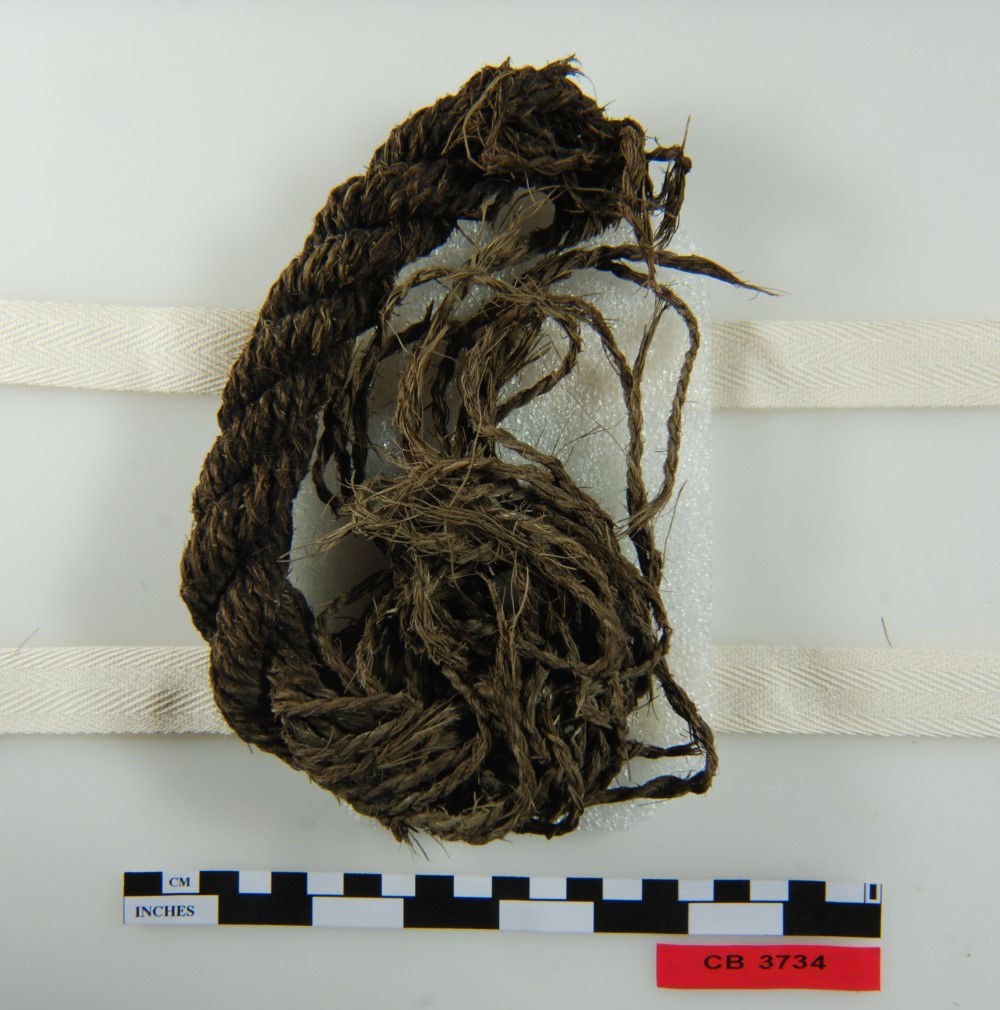CB3734 Rope/leather/etc. artefact recovered from Day Daw = CB1