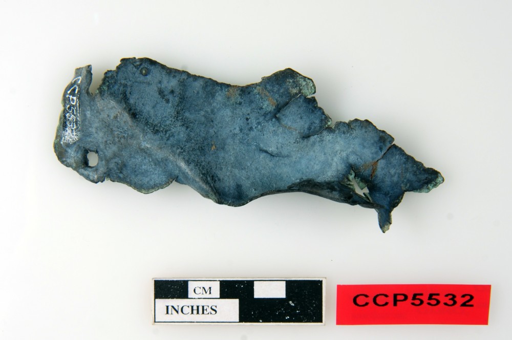Copper/brass artefact recovered from Calliance Camp