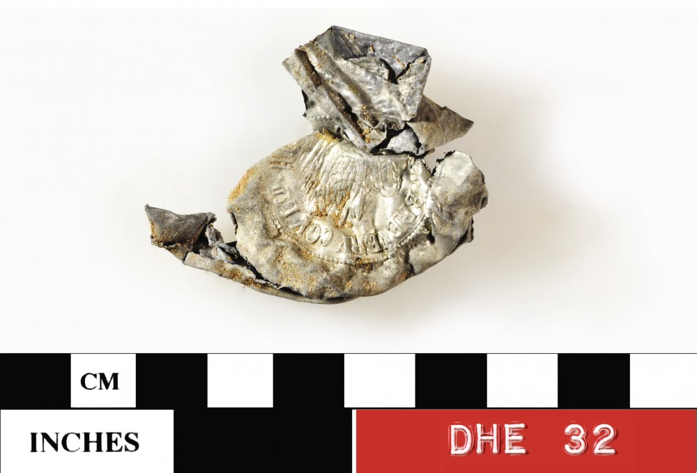 DHE32 Lead artefact recovered from Dirk Hartog Excavation