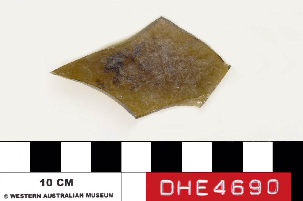 DHE4690 Glass artefact recovered from Dirk Hartog Excavation