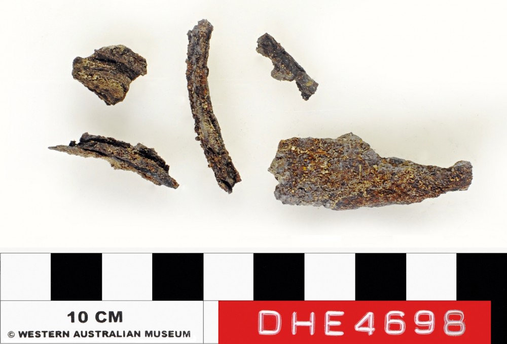 DHE4698 Tin artefact recovered from Dirk Hartog Excavation