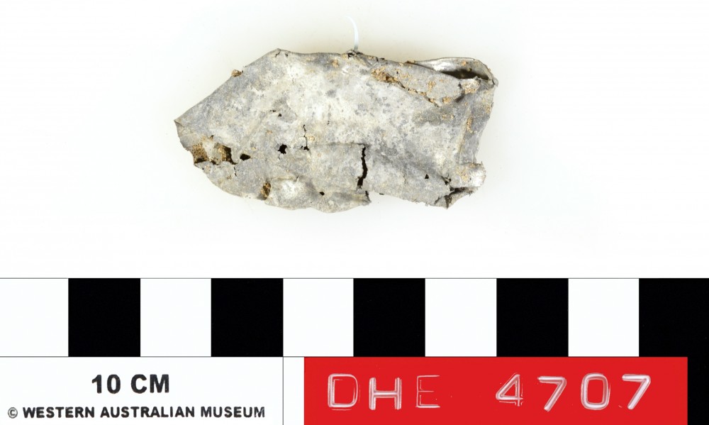 Tinfoil artefact recovered from Dirk Hartog Excavation