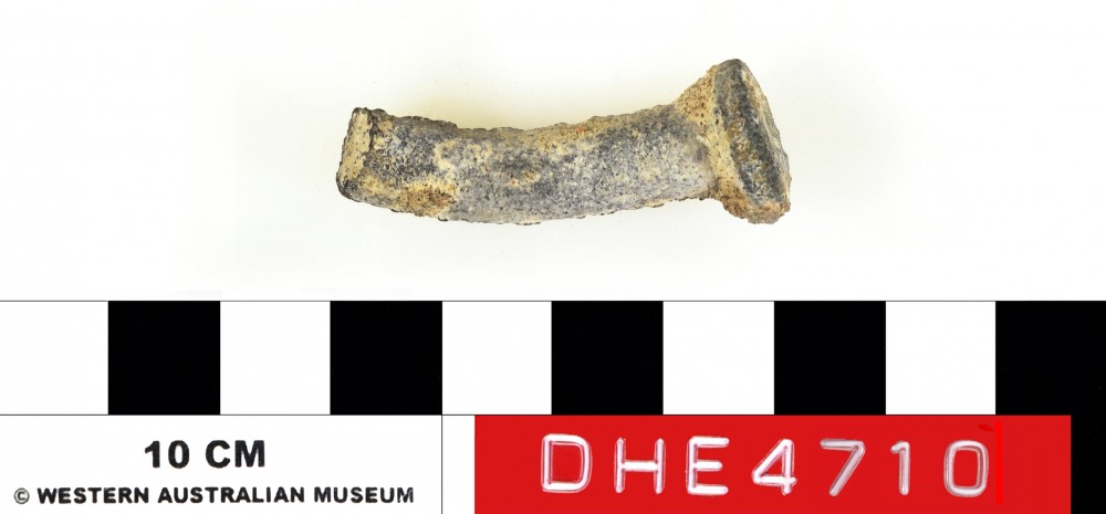 DHE4710 Copper/brass artefact recovered from Dirk Hartog Excavation