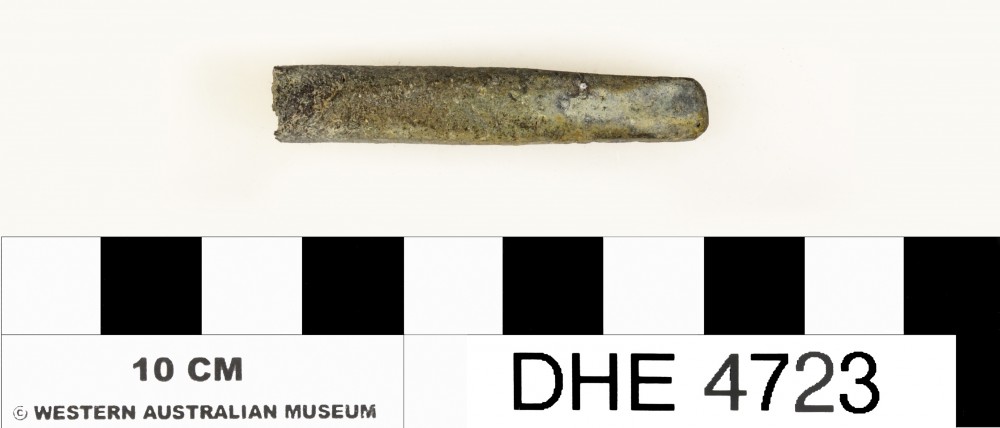 DHE4723 Copper/brass artefact recovered from Dirk Hartog Excavation