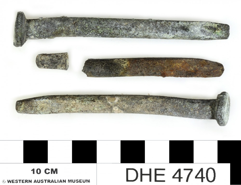 DHE4740 Copper/brass artefact recovered from Dirk Hartog Excavation