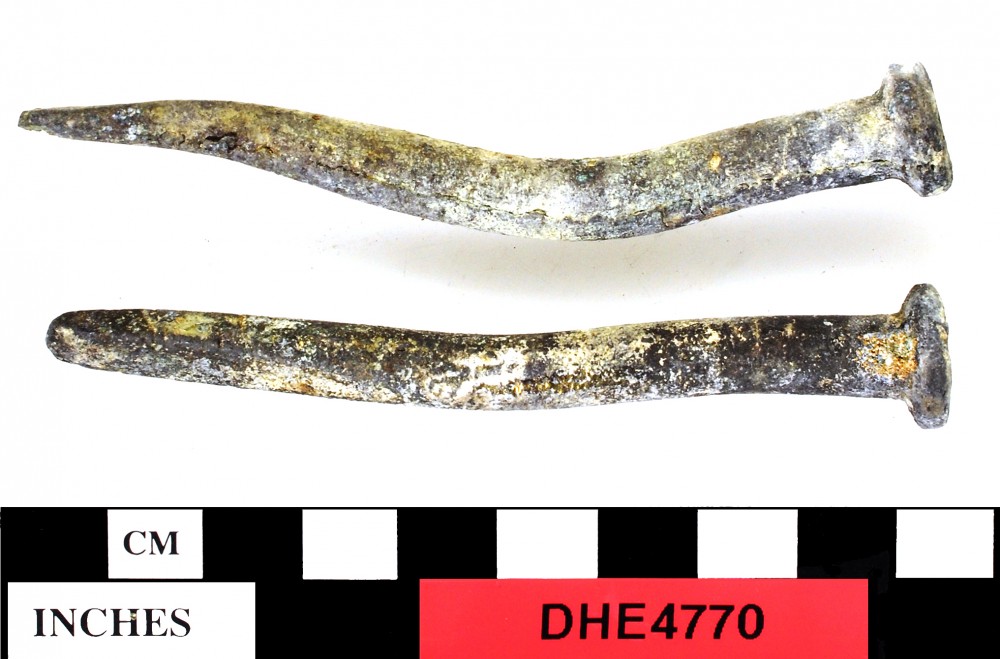 DHE4770 Copper/brass artefact recovered from Dirk Hartog Excavation