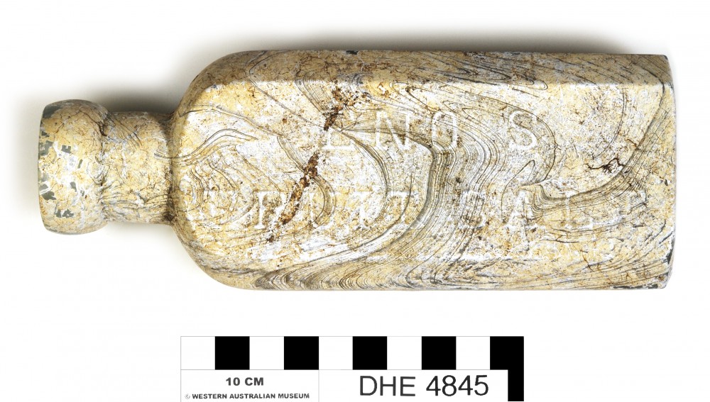 DHE4845 Glass artefact recovered from Dirk Hartog Excavation