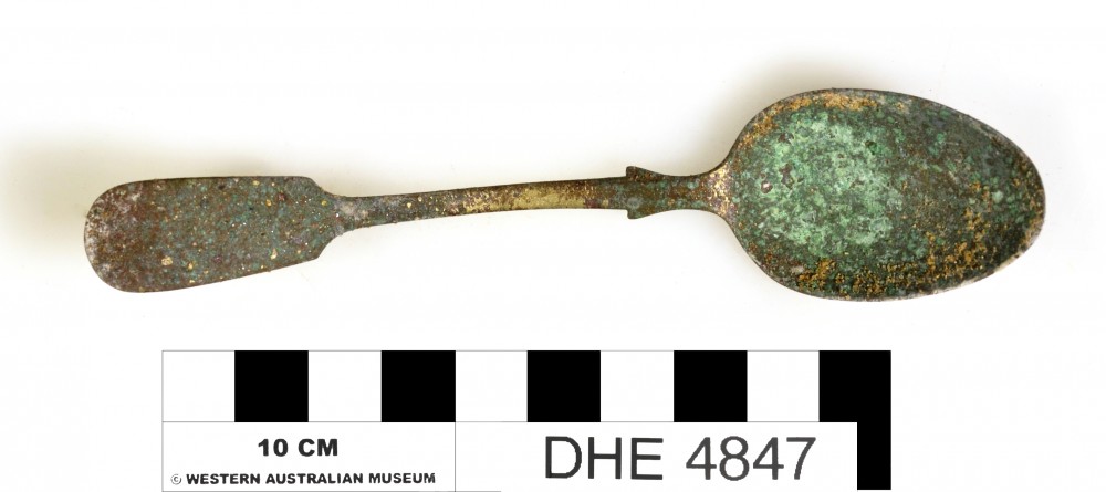 DHE4847 Copper/brass artefact recovered from Dirk Hartog Excavation