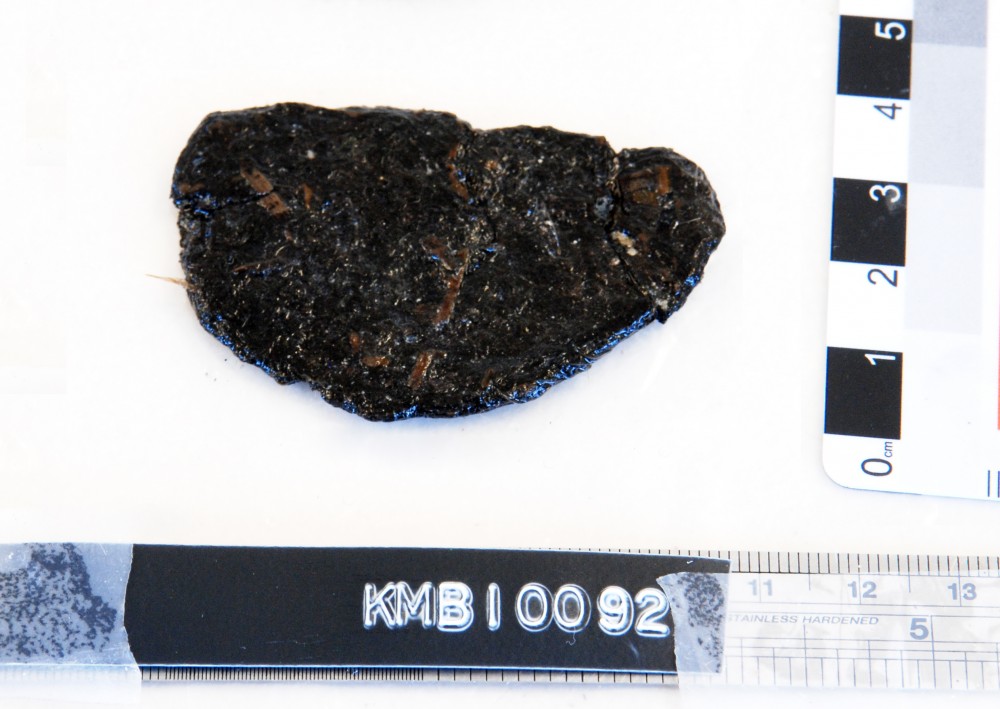 Pitch/tar/oil artefact recovered from Samuel Wright