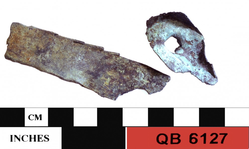 QB6127 Copper/brass artefact recovered from Quoin Bluff