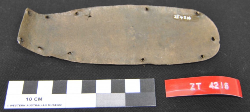 Copper/brass artefact recovered from Zuiddorp (Zuytdorp)