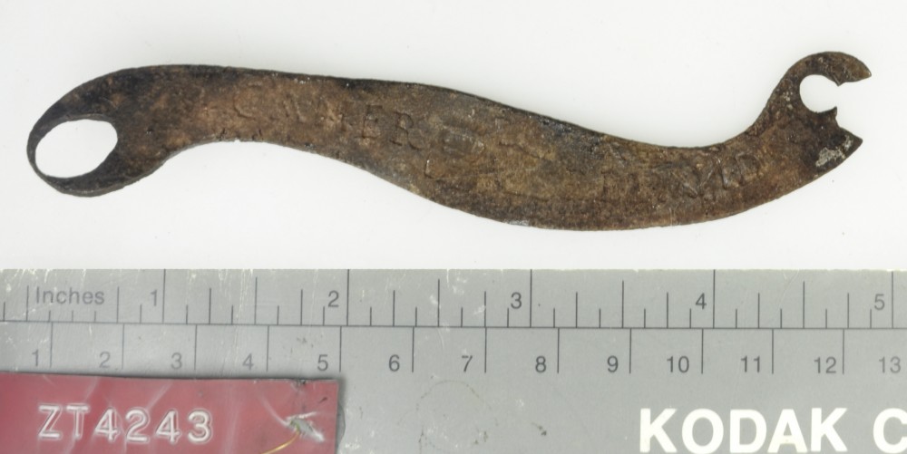 Copper/brass artefact recovered from Zuiddorp (Zuytdorp)