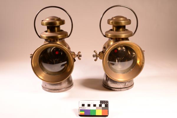 Pair of brass vehicle headlights