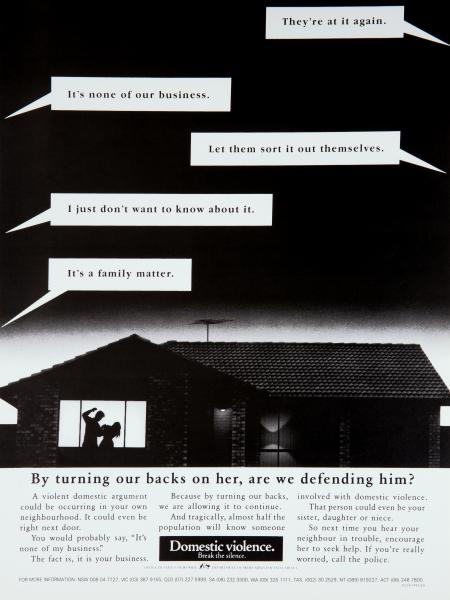 Black and white poster against domestic violence.